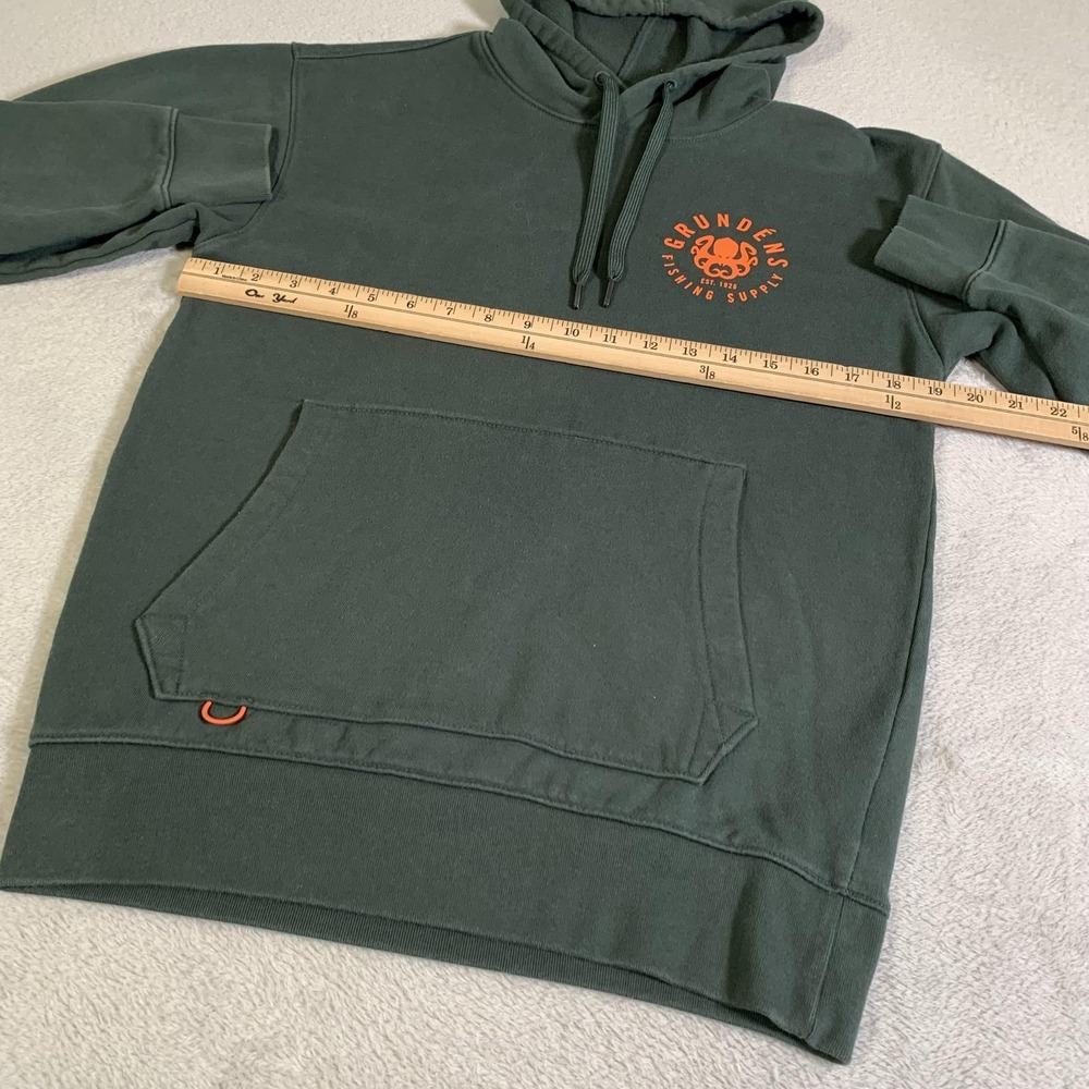 Grundens Hoodie Mens Small Green Pullover Fleece Sweatshirt Fishing Graphic - Picture 4 of 15